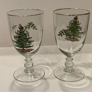 Spode Christmas Tree Water Goblets (8)